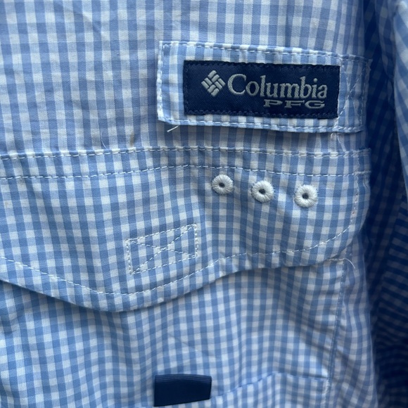 Columbia PFG Super Bonehead Mens Short Sleeve Vented Fishing Shirt Blue/White XL - Picture 5 of 5